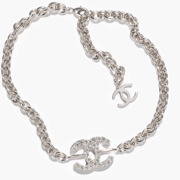 ❌SOLD❌ CHANEL 25C Silver & Crystal adjustable Choker Necklace - NEW with Tags - Picture 4 of 11